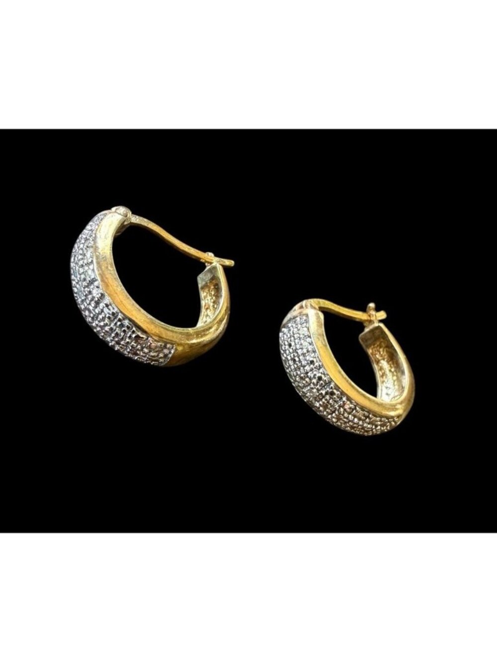 Earrings Robert Seemann Signed 925 RSE Clear Stone Hoop Gold Pierced